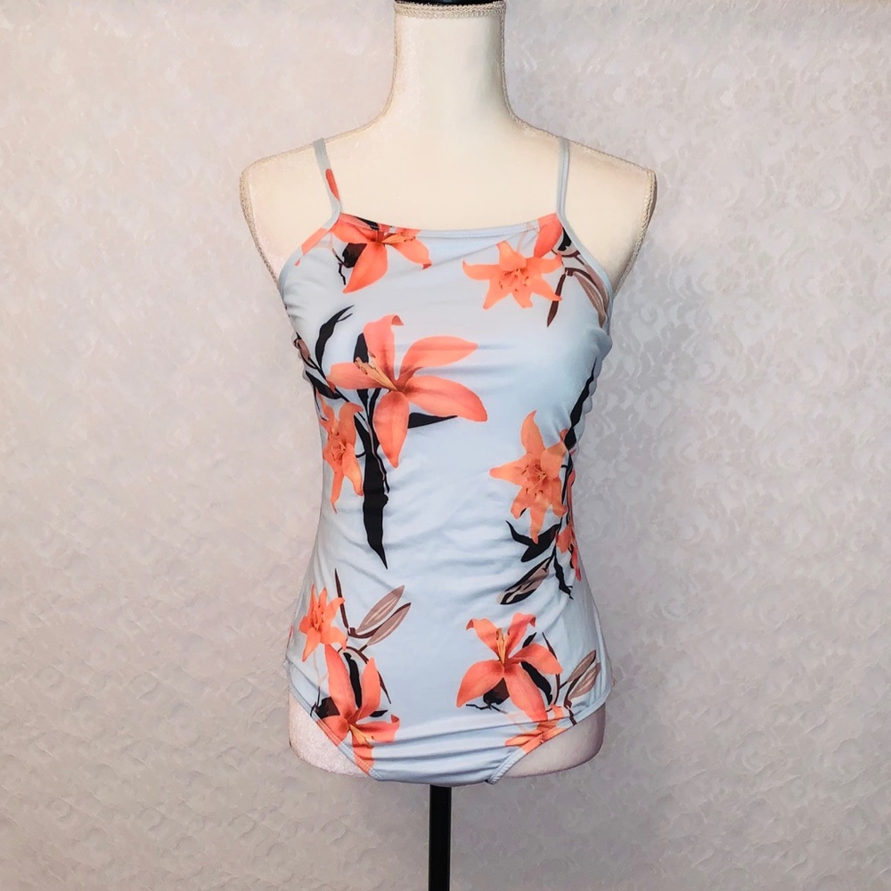 Halter Floral Cross Tie Back One Piece Size 6-8